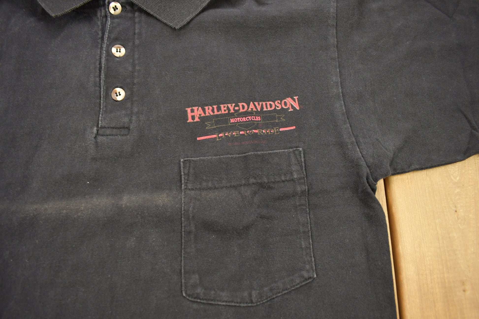 Vintage 1993 Harley Davidson Classic Motor Sports Traverse Michigan Polo Shirt