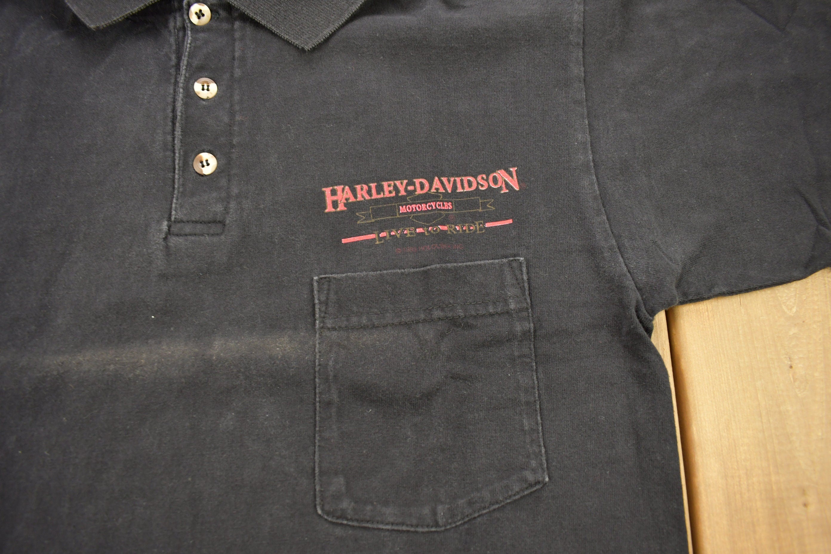 Vintage 1993 Harley Davidson Classic Motor Sports Traverse Michigan Polo Shirt