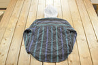Vintage 1990s Impulse Hooded Striped Flannel Button Up Shirt Mens  1990s Button Up  Vintage Flannel  Plaid Shirt  Button Down