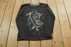 Vintage Y2K Sons of Anarchy Grim Reaper Thermal Knit Long Sleeve Shirt Men's / 2000s Hip Hop Fashion / Y2K Streetwear
