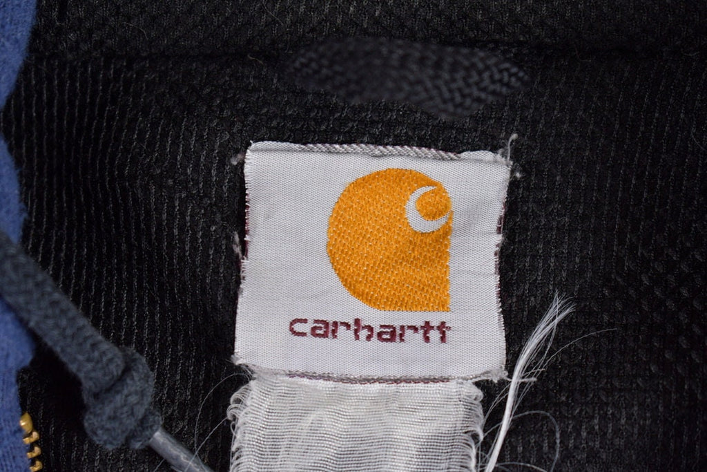 Vintage 1990s Carhartt Thermal Lined Heavy Weight Hoodie / Vintage Workwear / Vintage Carhartt / Thermal Hoodie / Distressed Paint Splatter