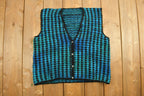 Vintage 1990s Abstract Knit Cardigan Sweater Vest