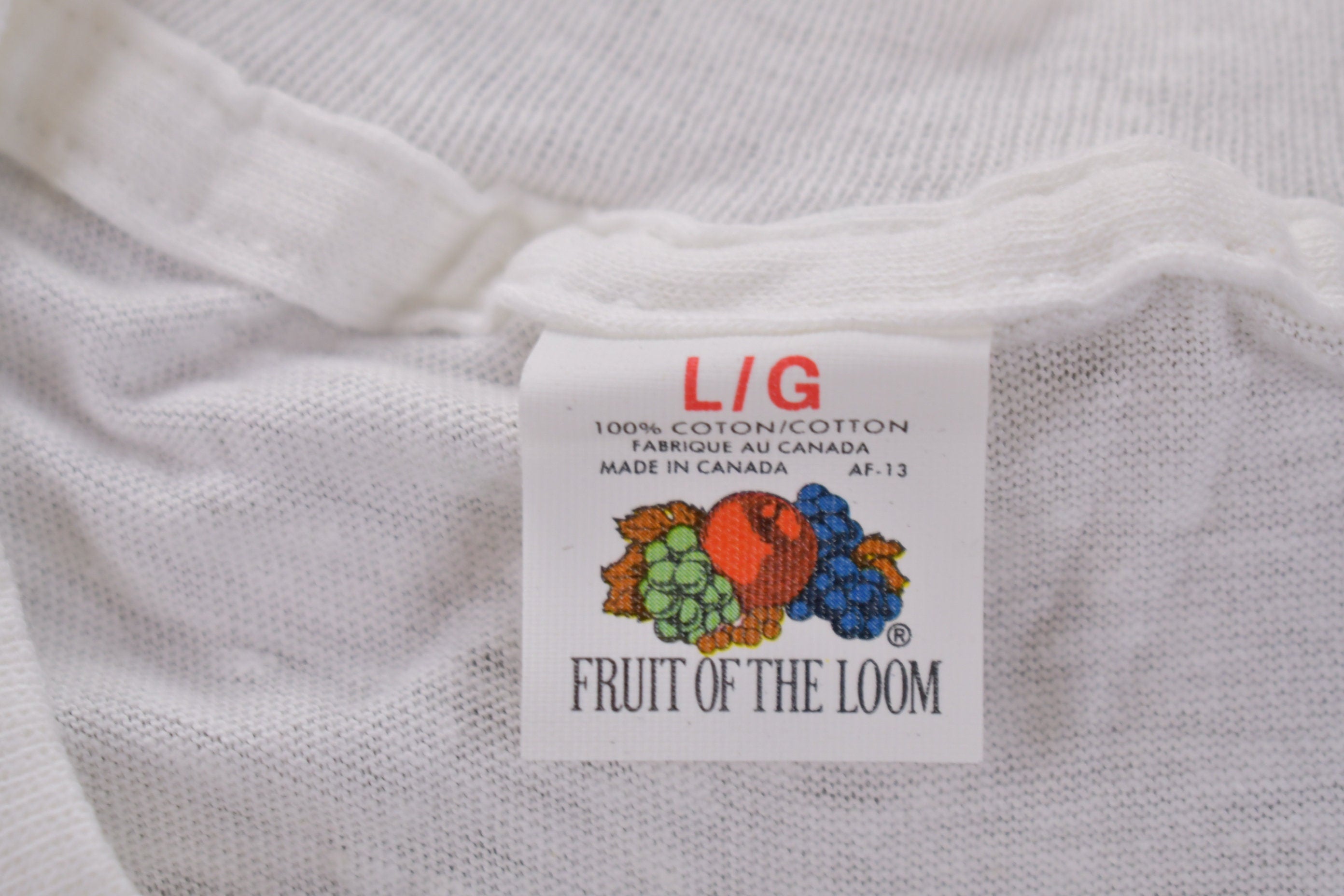 Vintage 1980s Fruit Of The White T-Shirt Deadstock