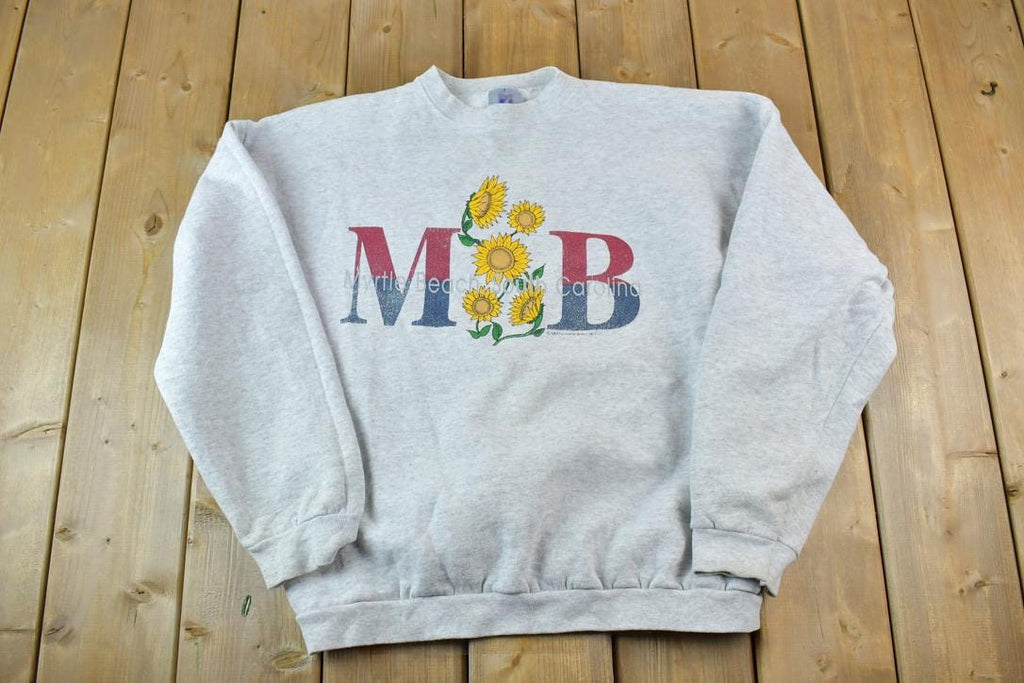 Vintage 1990s Myrtle Beach Flowers Crewneck Sweatshirt