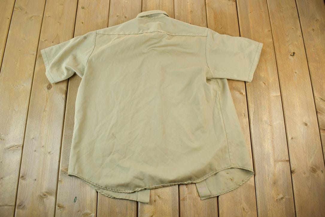 Vintage 1970s Tan Button Up Safari Style Shirt
