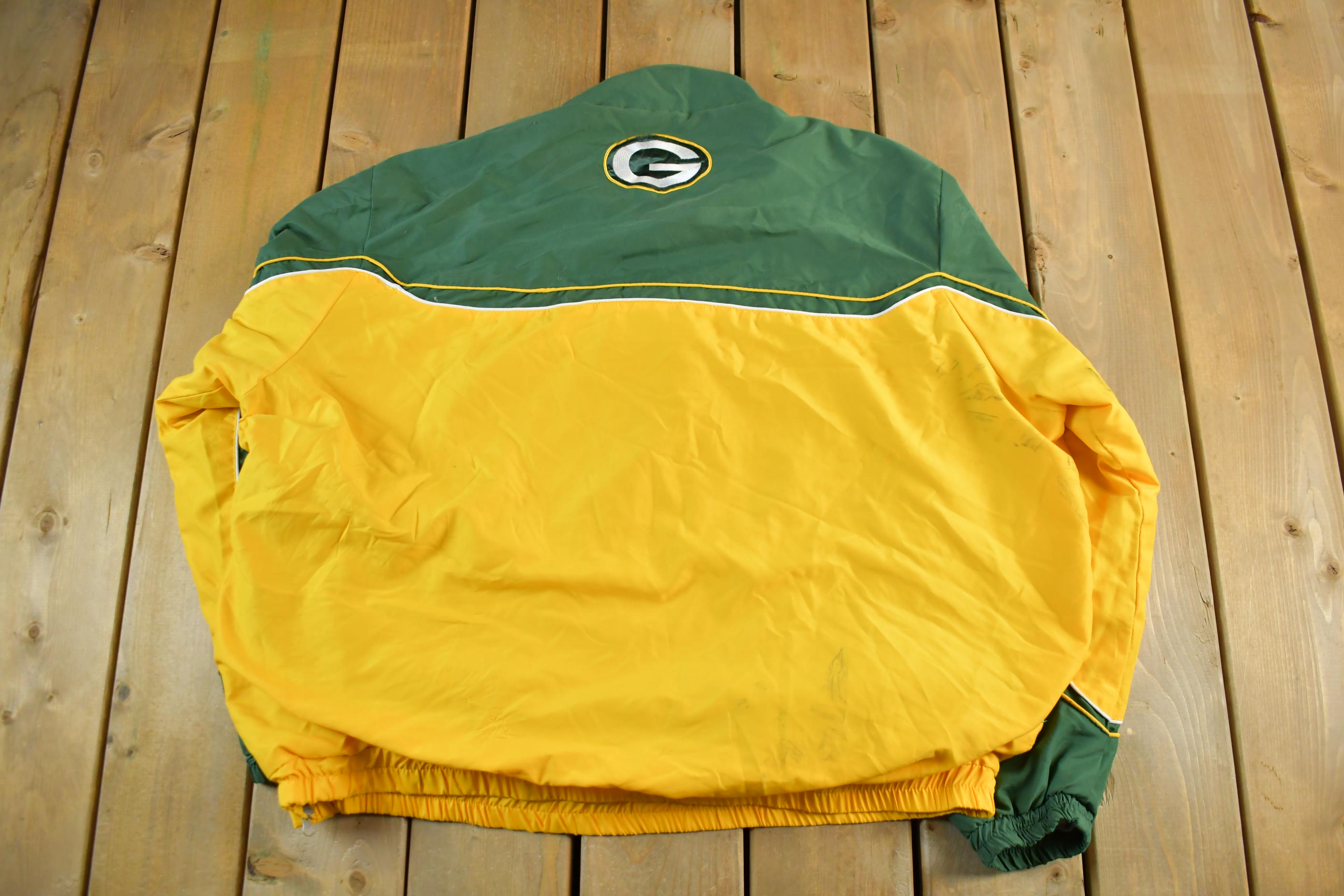 Vintage 2000s Green Bay Packers NFL Quarter Zip Pullover Windbreaker Jacket Men's 3XL