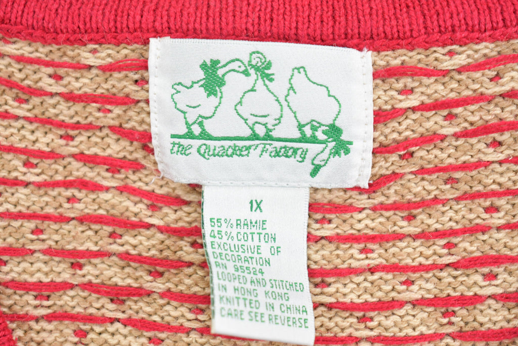 Vintage 1990s The Quacker Factory America Theme Knit Cardigan  Angel  Vintage Cardigan  Button Up  Abstract Pattern  All Over Graphic