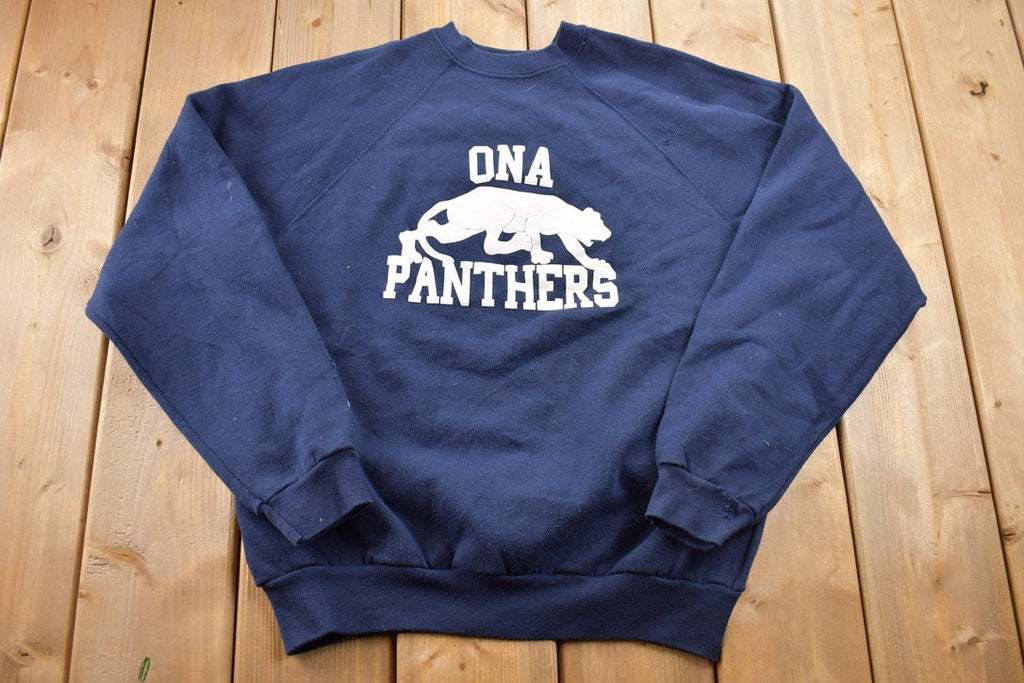 Vintage 1990s ONA Panthers Collegiate Crewneck / NCAA Sweatshirt / Sportswear / Americana