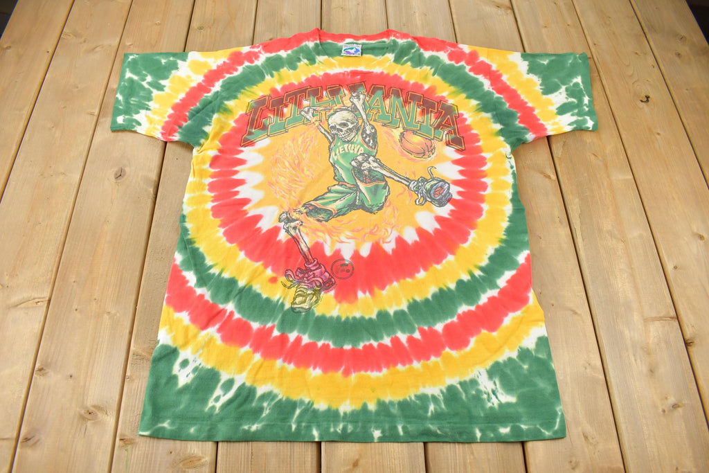 Vintage 1996 Grateful Dead Lithuania Lithuanian Basketball Team tie Dye Band T-Shirt