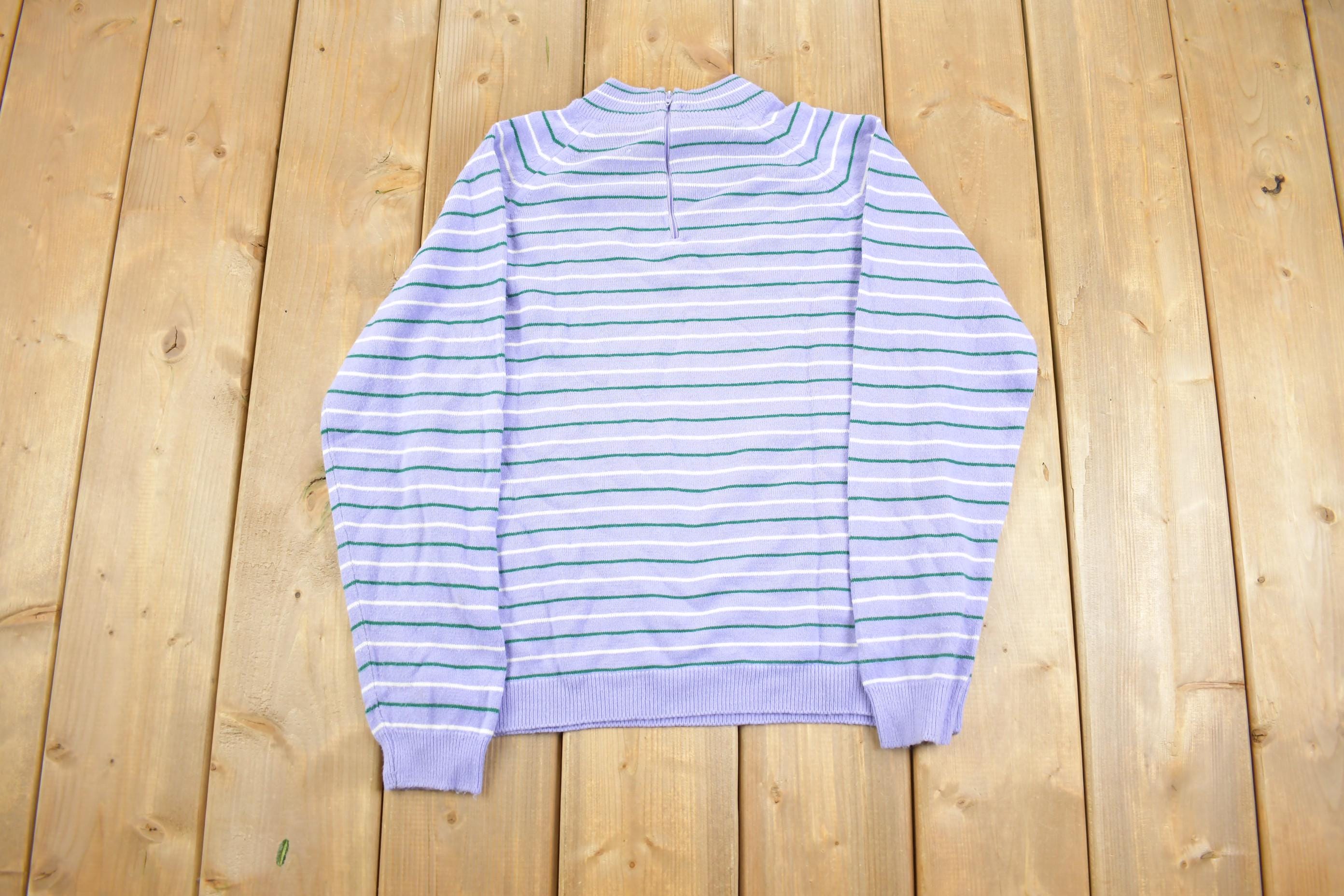 Vintage 1980s Striped Quarter Zip Up Long Sleeve Shirt