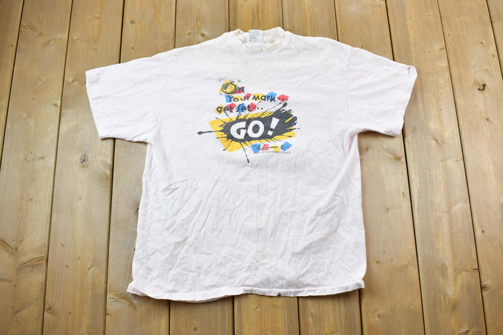 Vintage 1990s Hillcrest Covenant Church On Your mark Souvenir T-Shirt