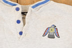 Vintage 1990s Aztec Bird Quarter Button Crewneck Sweatshirt Mens L