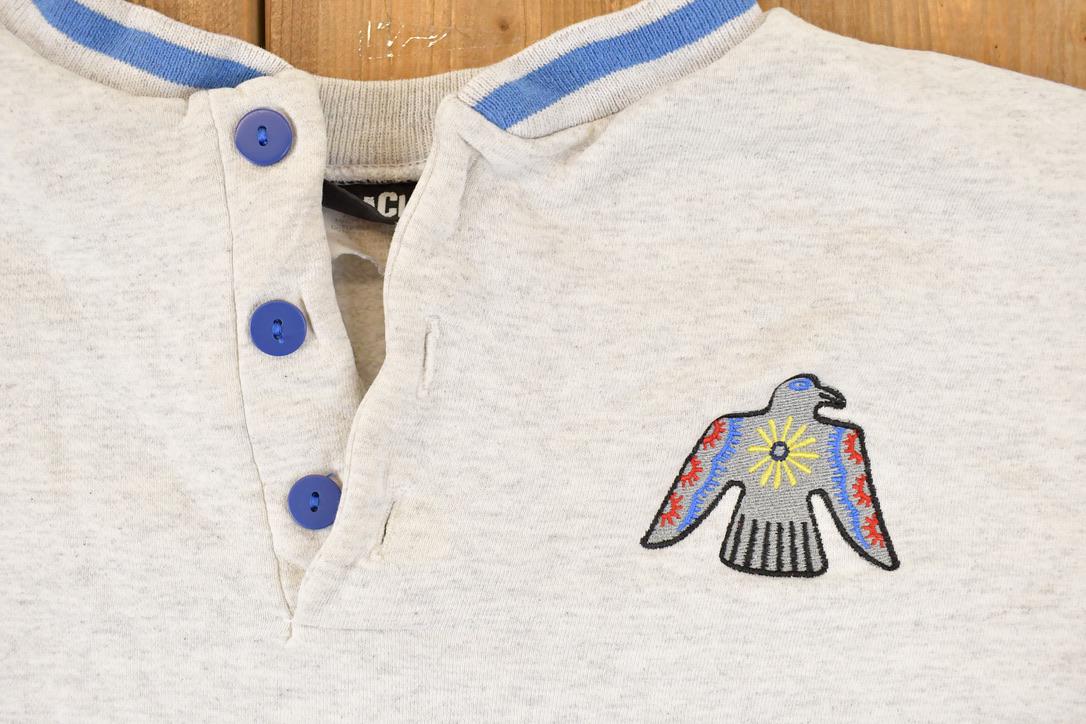 Vintage 1990s Aztec Bird Quarter Button Crewneck Sweatshirt Mens L