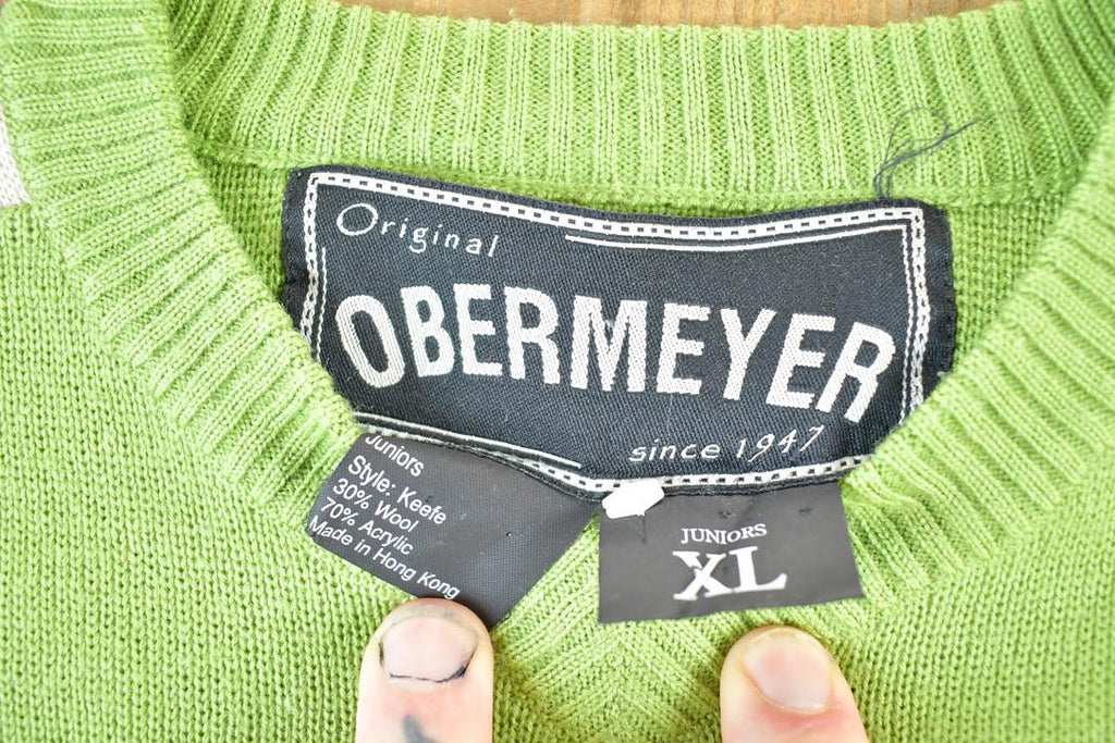 Vintage 1990s Obermeyer Youth Knit Abstract Pattern Crewneck Sweater Youth M