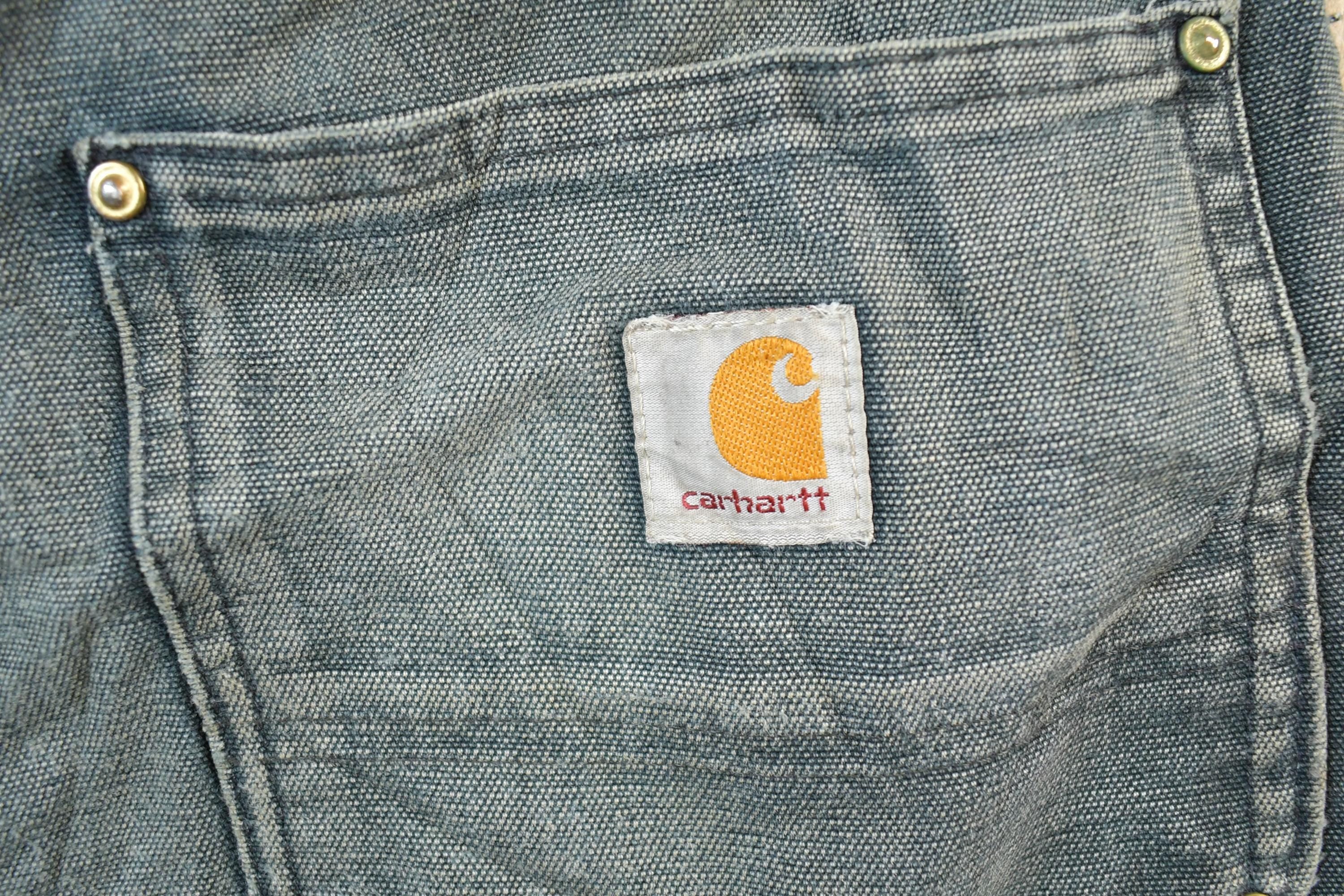 Vintage 1990s Carhartt Double Knee Distressed Denim Work Jeans Size 40 x 32