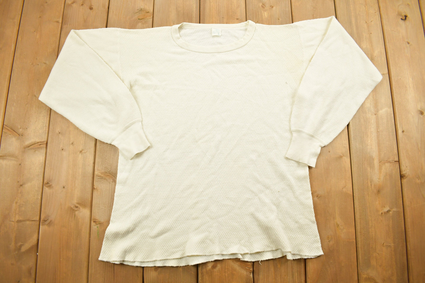 Vintage 1980s Blank White Sweater / 80s Crewneck / Essential / Under Shirt / 80s Blank / Slim Fit