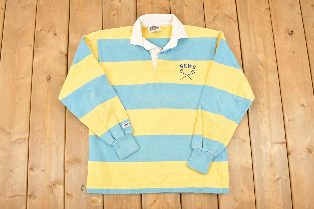 Vintage 1990s Barbarian Rugby Wear Nems Lacrosse Quarter Button Shirt Men's M