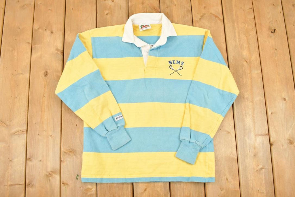 Vintage 1990s Barbarian Rugby Wear Nems Lacrosse Quarter Button Shirt Men's M