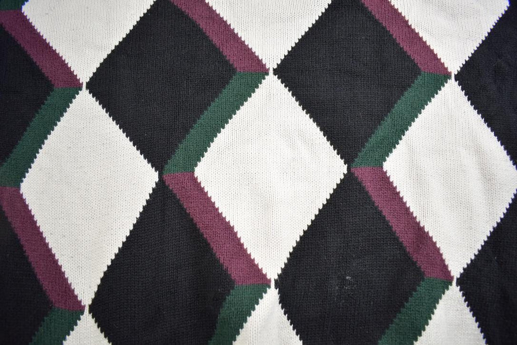 Vintage 1990s Croft & Barrow Knit Argyle Pattern Crewneck Sweater