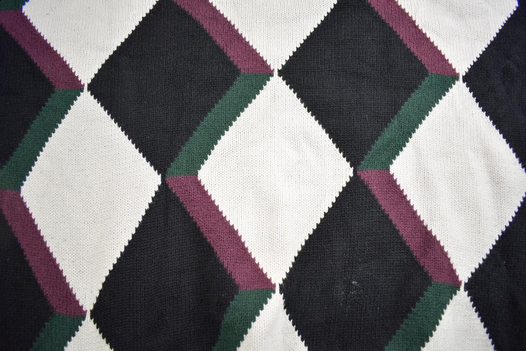 Vintage 1990s Croft & Barrow Knit Argyle Pattern Crewneck Sweater