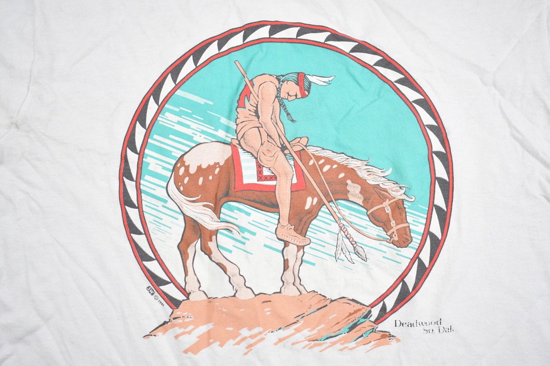 Vintage 1991 Native American Horse Theme T Shirt