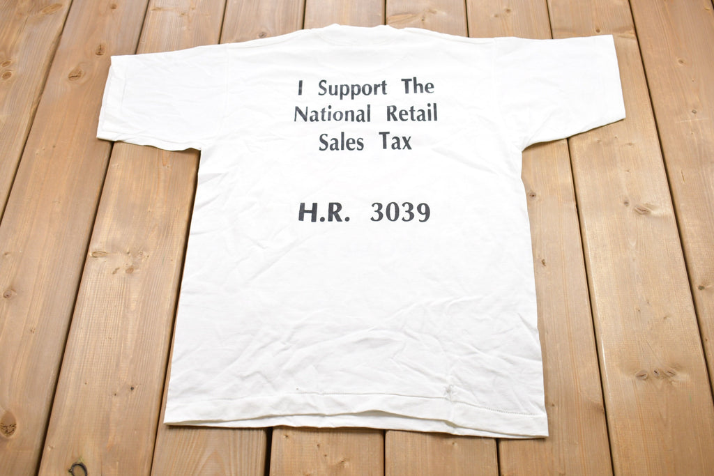 Vintage 1990s Abolish Income Tax Graphic T-Shirt Parody
