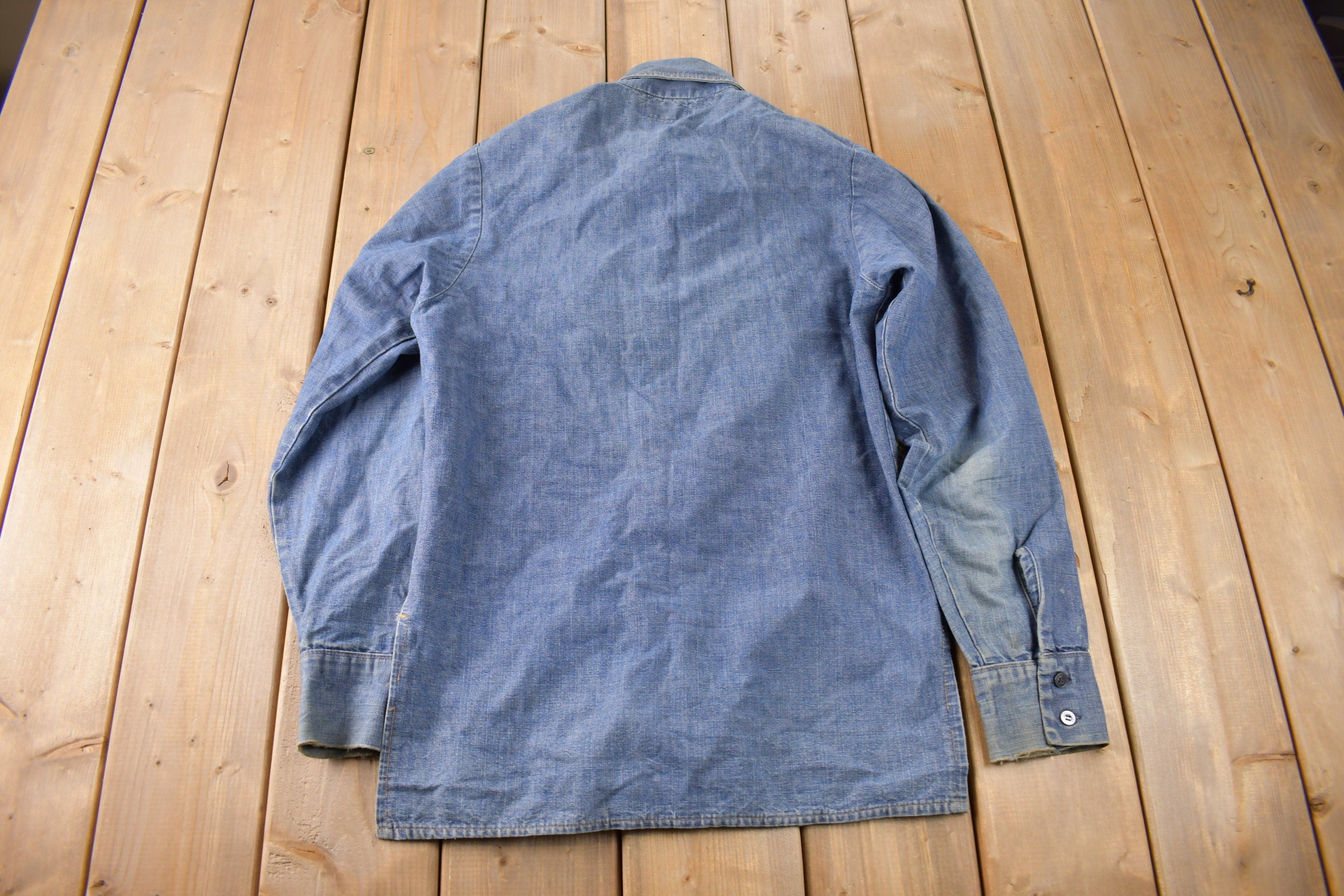Vintage 1970s Levi's Orange Tab Denim Button Up Flannel Shirt Size S