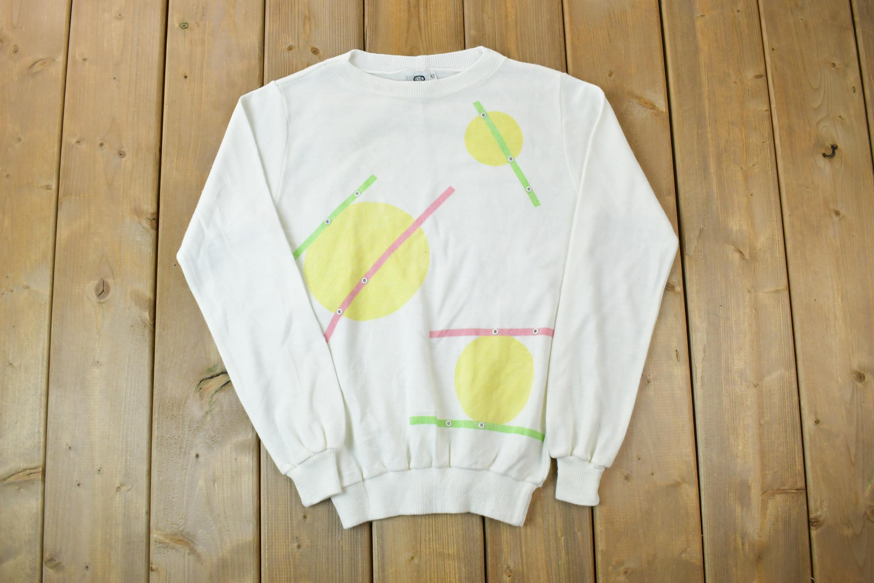 Vintage 1990s Fun Circle Pattern Knit Crewneck Sweater