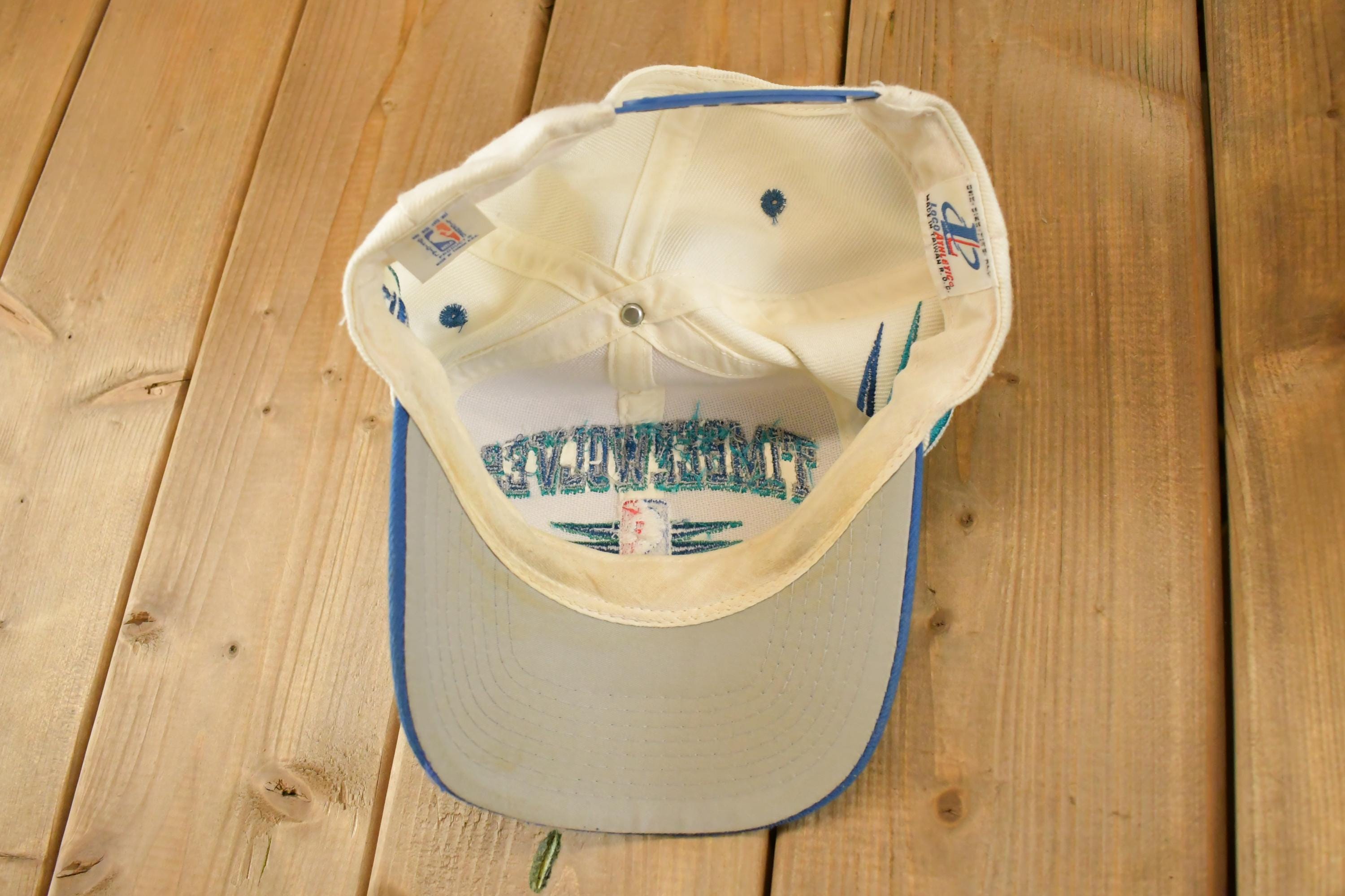 Vintage 1990s Minnesota Timberwolves NBA Diamond Cut Snapback Hat / 90's Logo Athletic Embroidered Basketball Shark Tooth Cap
