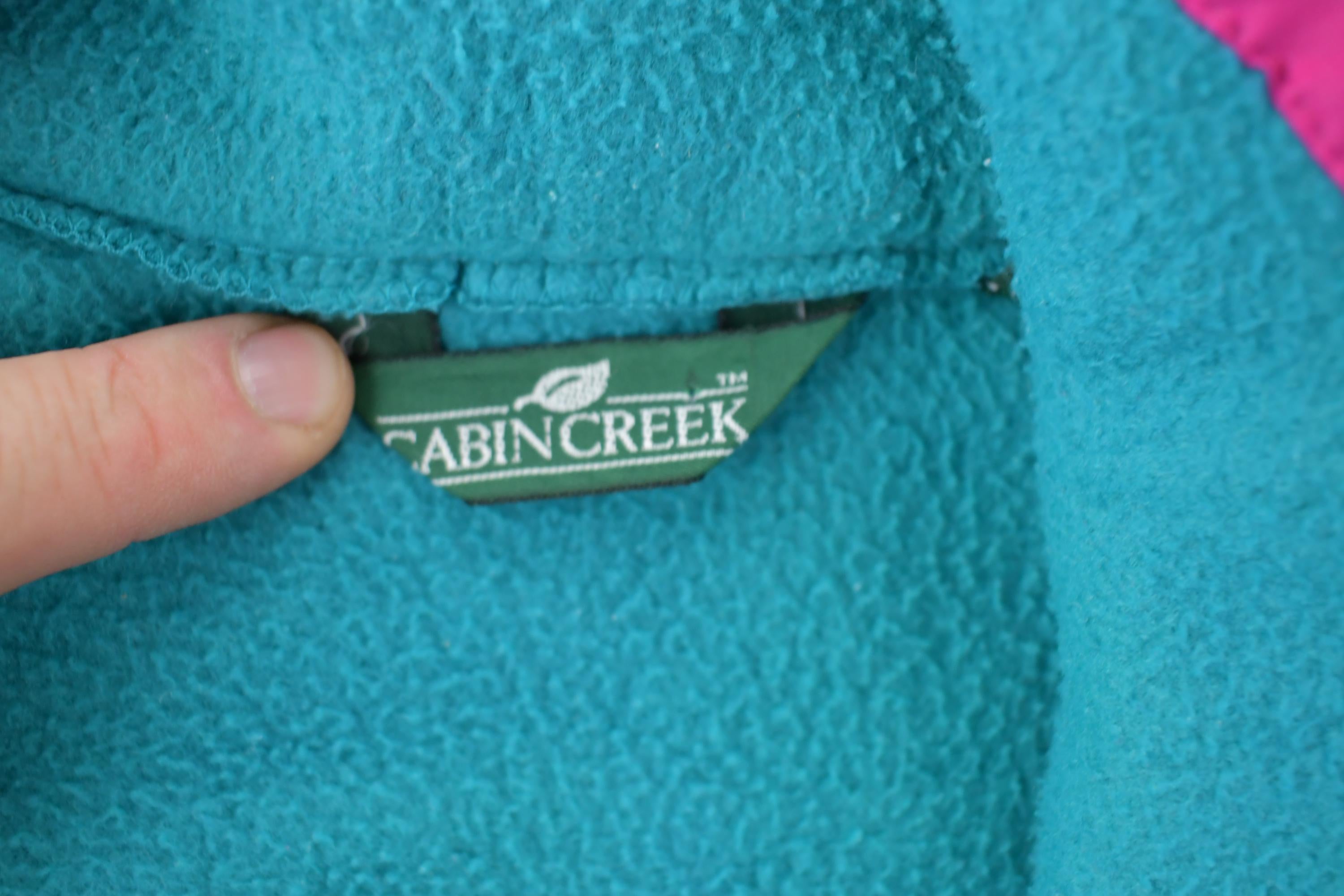 Vintage 1990s Cabin Creek Neon Collar Fleece Sweater