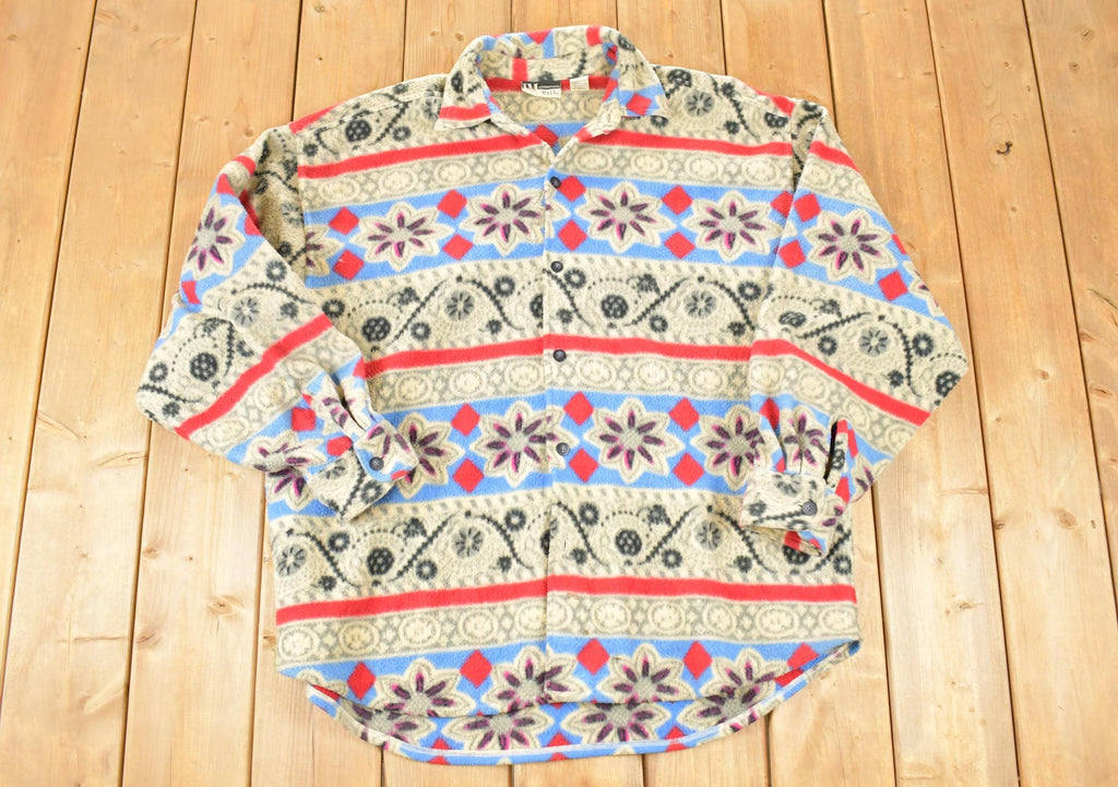 Vintage 1990s International Male Snowflake AOP Fleece Outdoorsman Sweater Men's XL