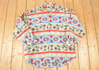 Vintage 1990s International Male Snowflake AOP Fleece Outdoorsman Sweater Men's XL