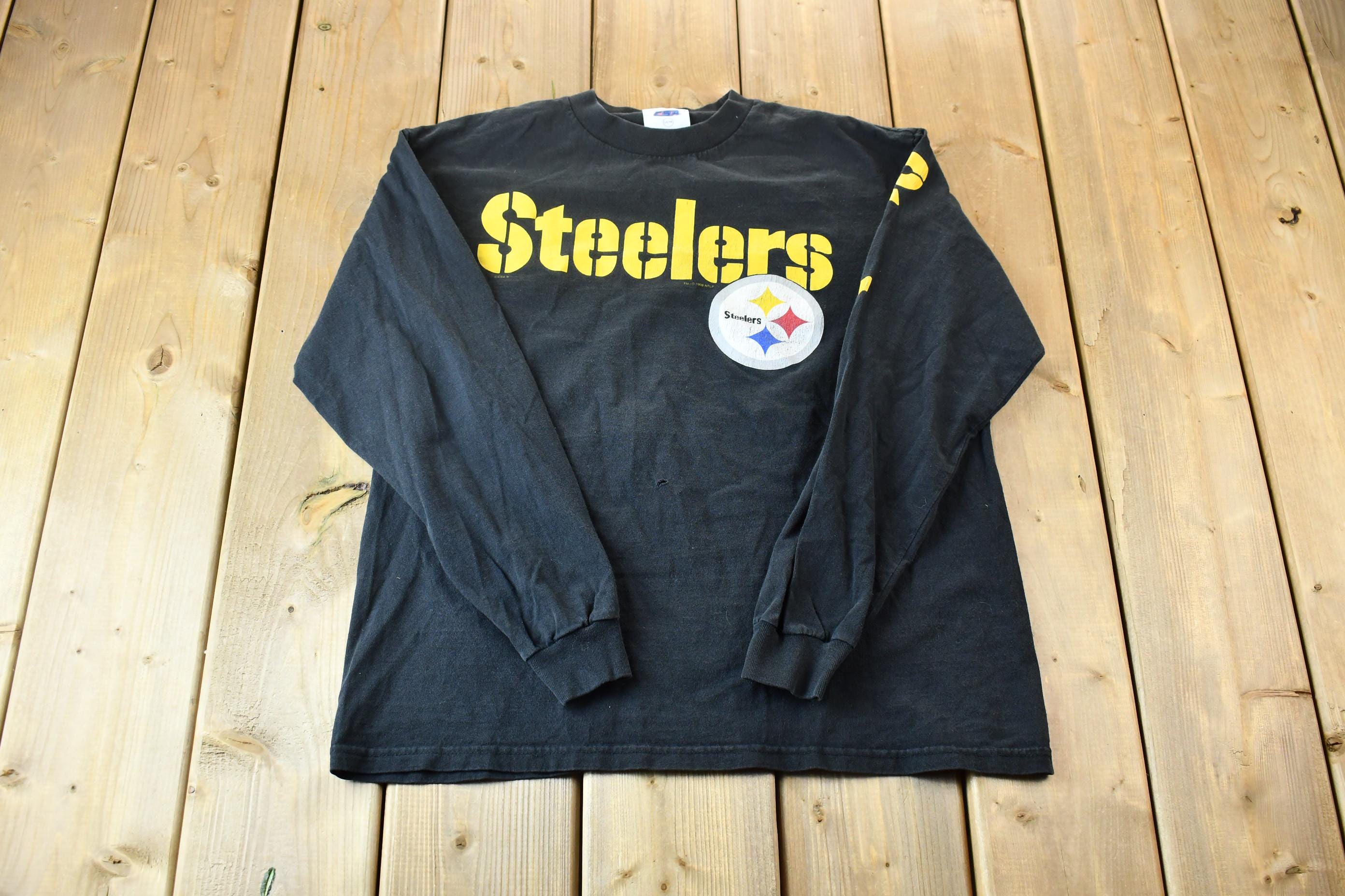 Vintage 1998 Pittsburgh Steelers NFL Football Long Sleeve Graphic Logo T-Shirt