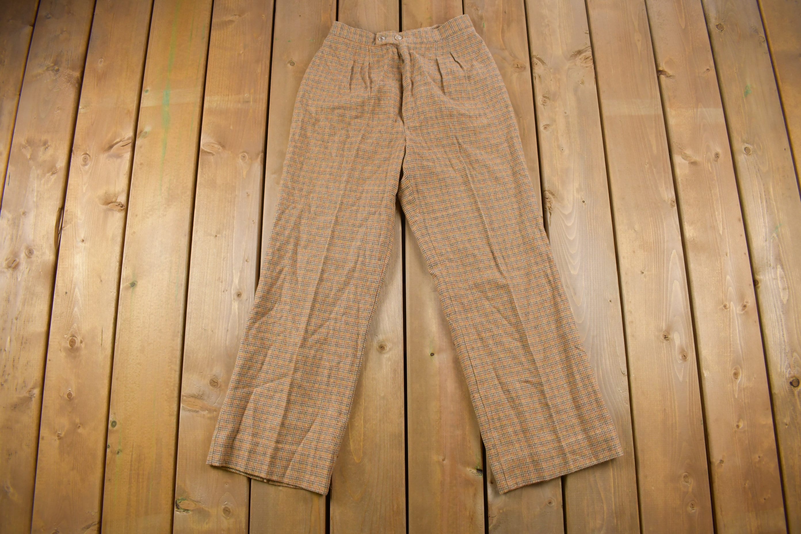 Vintage 1980s Chequers Made in USA Wool Plaid Pants
