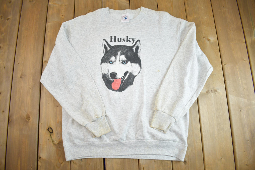 Vintage 1990s Husky Dog Crewneck Sweater Made In USA - Large