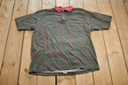 Vintage 1980s JAEGER Patterned Short Sleeve Quarter Button Up Shirt Made In Italy