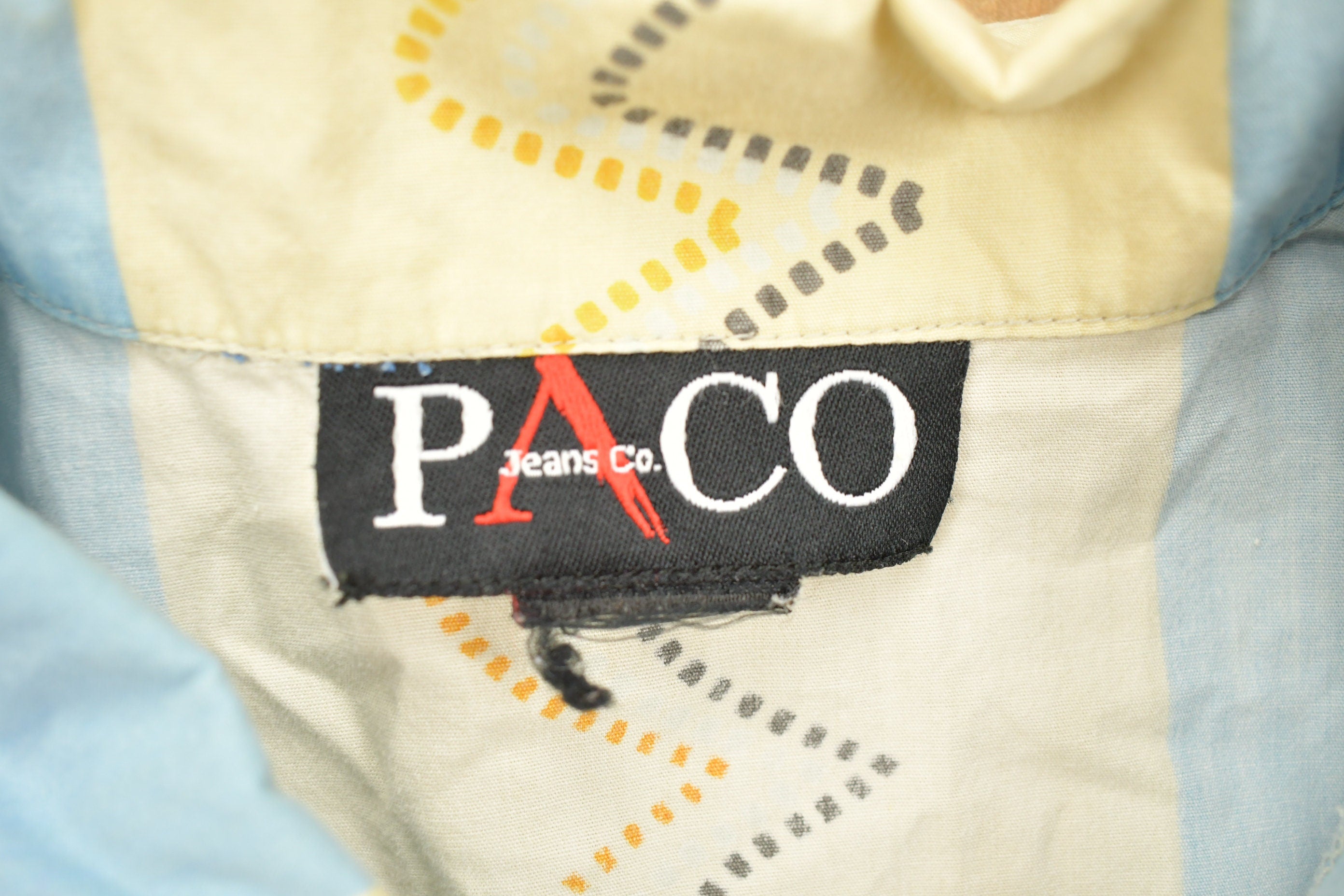 Vintage 1990s Paco Jeans Abstract Button Up Shirt / 1990s Button Up / Vintage Button Up / Basic Button Up / Short Sleeve Button Up