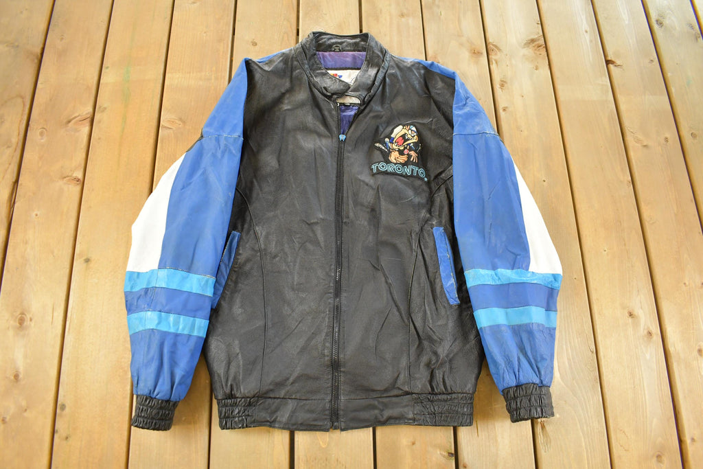 Vintage 1990s Toronto Blue Jays Looney Tunes Leather Jacket Men's Large