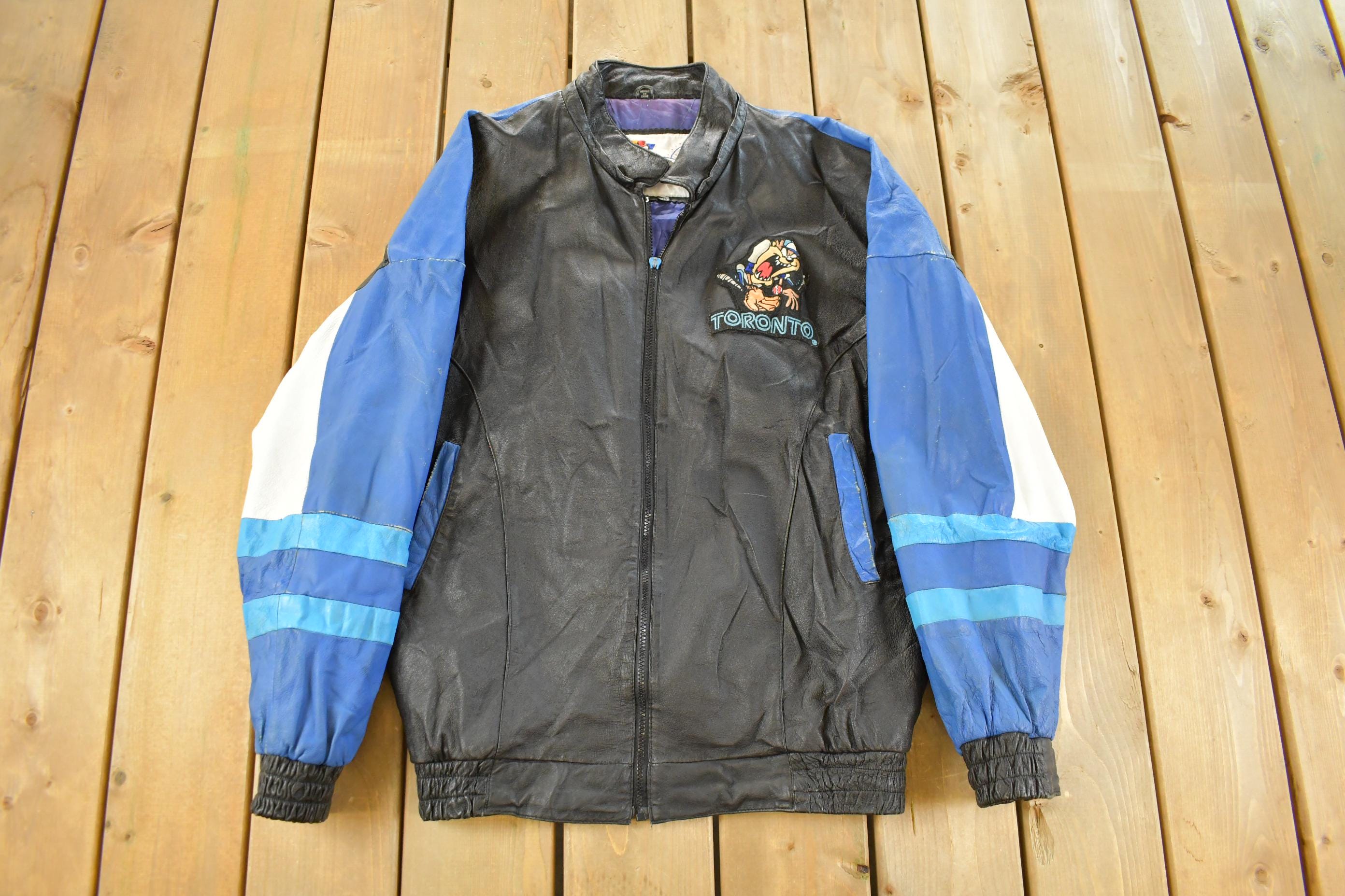 Vintage 1990s Toronto Blue Jays Looney Tunes Leather Jacket Men's Large