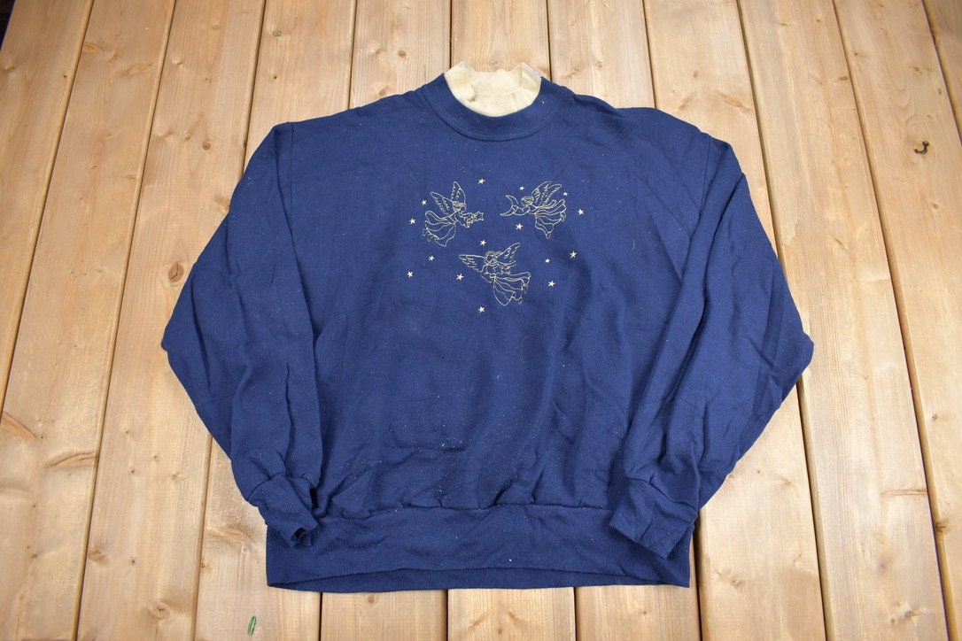 Vintage 1990s Cute Angel Double Collar Crewneck Sweater