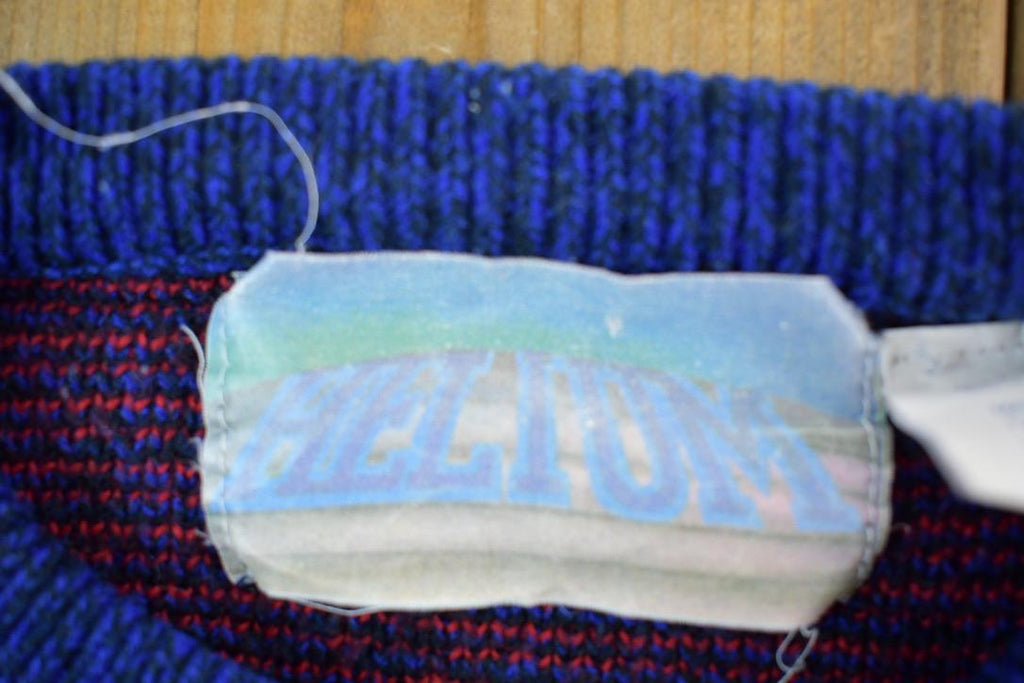 Vintage 1990s Helium Blue Abstract Pattern Knit Crewneck Sweater