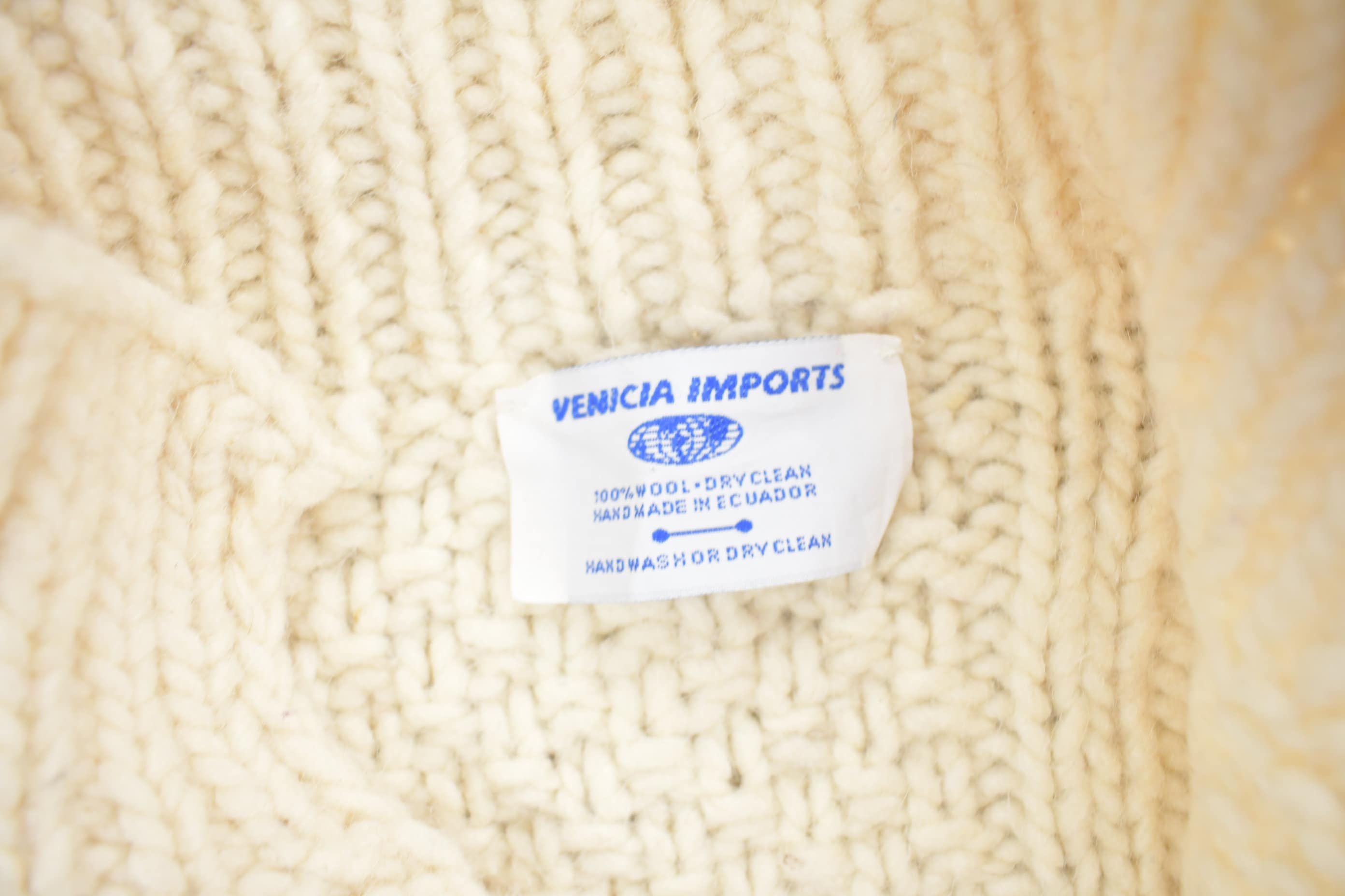 Vintage 1990s Venicia Imports 100% Wool Cable Knit Cardigan Sweater