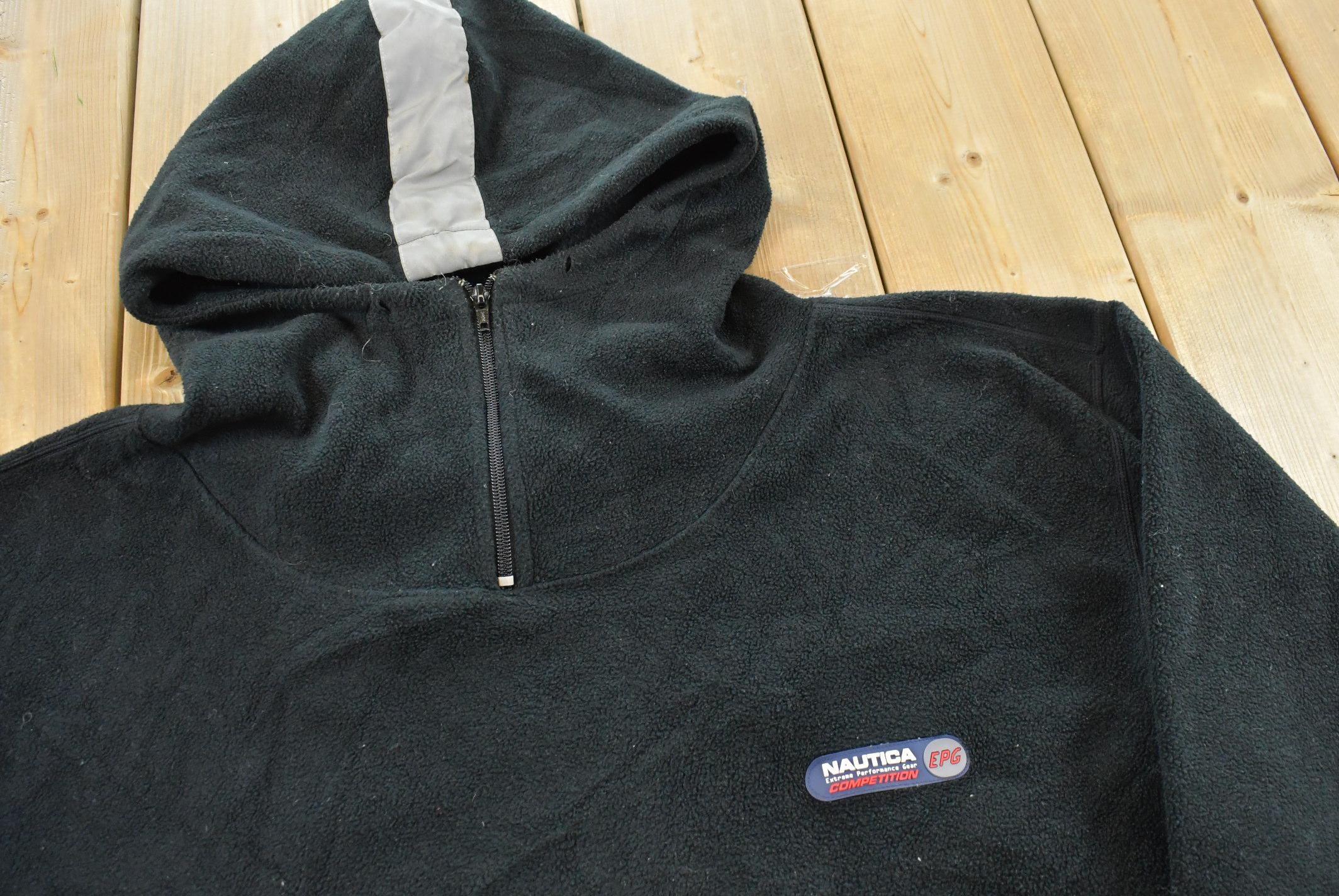 Vintage 1990s Nautica Competition EPG Fleece Hoodie Sweatshirt Mens / Sportswear / 90s Fleece Hoodie / Made In USA / Outdoorsman