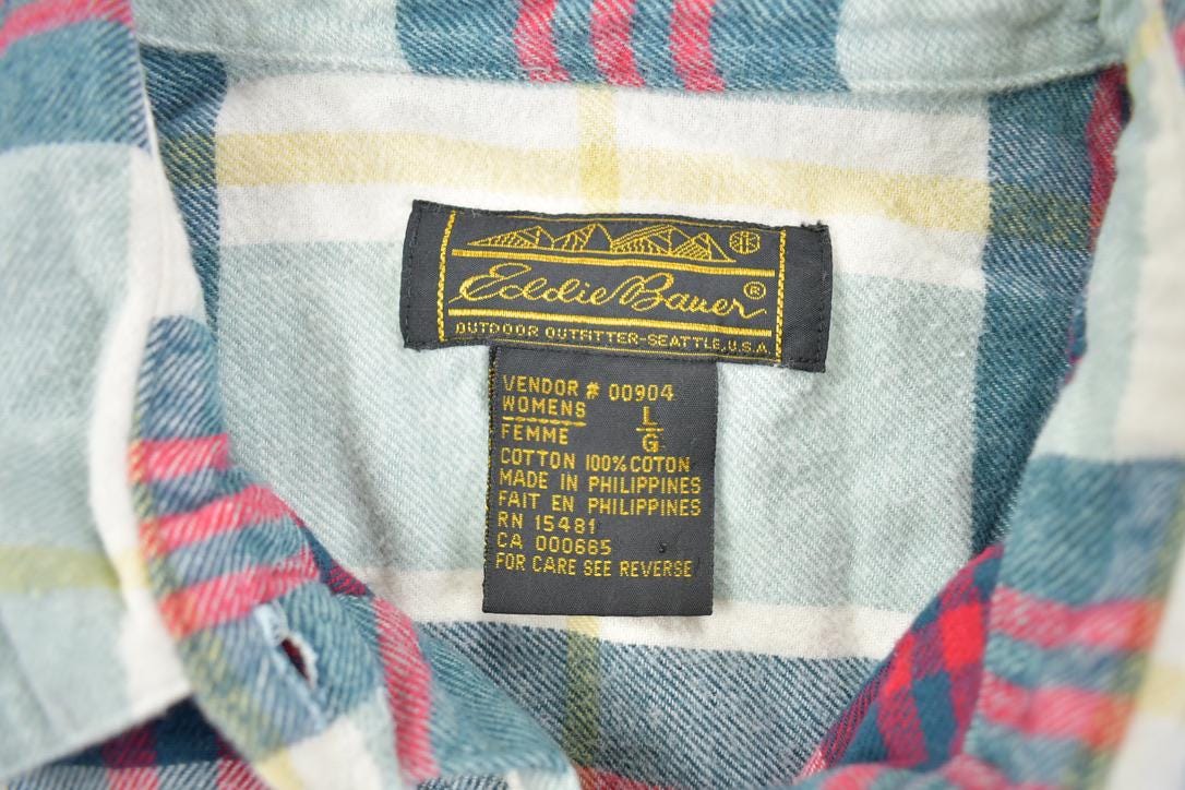 Vintage 1990s Eddie Bauer Women's Long Sleeve Plaid Button Up