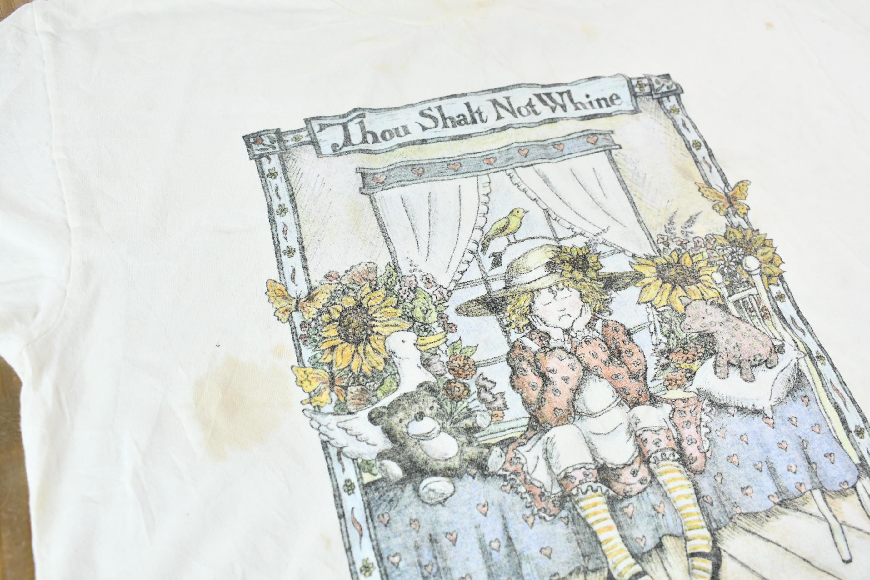 Vintage 1990s Heartland Apparel "Thou Shalt Not Whine" Shannon Brady Little Girl Graphic T-Shirt
