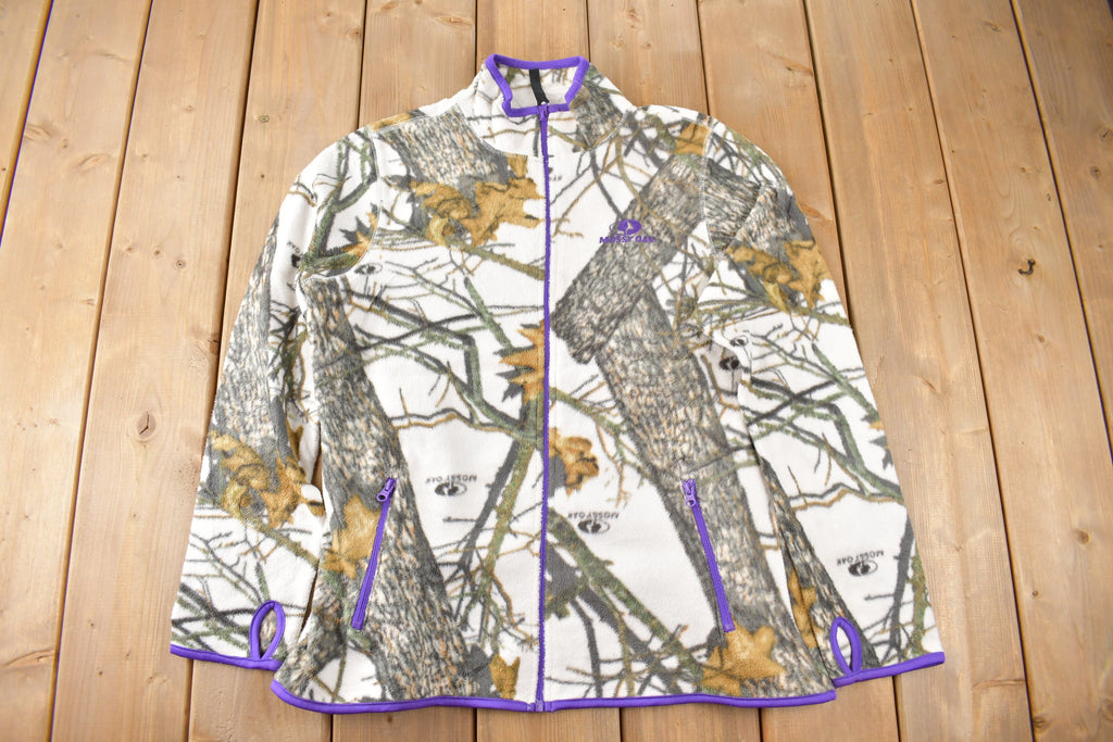 Vintage Y2K Mossy Oak Camo Zip Up Fleece Sweater Size Women's L
