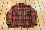 Vintage 1960s Red Plaid True Vintage Flannel Shirt Jacket Men's XL /