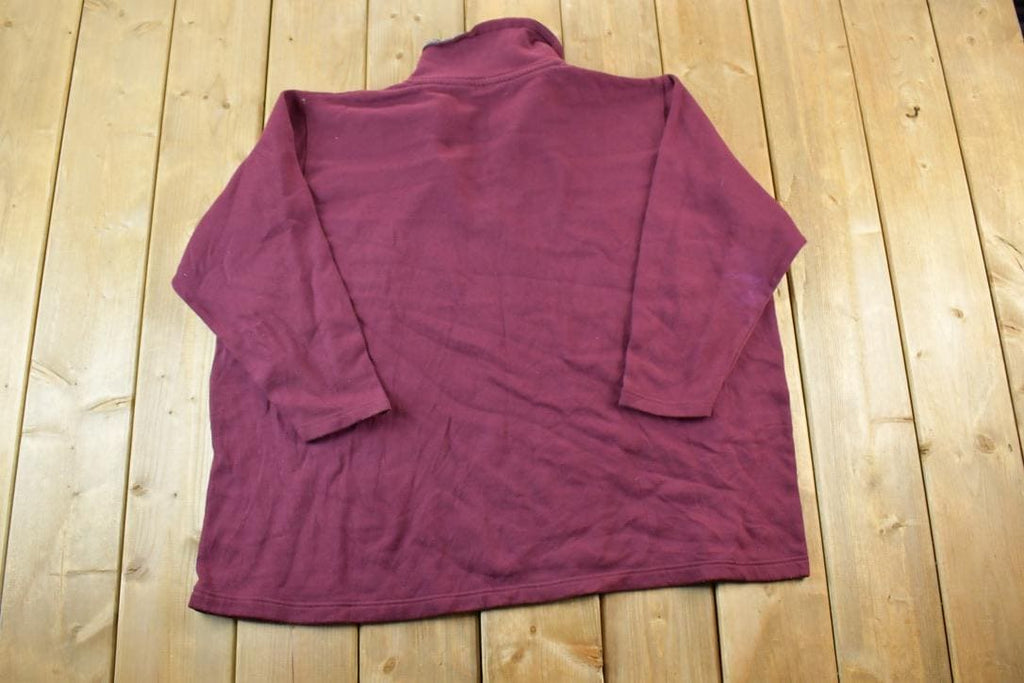 Vintage 1990s Floral Quarter Zip Collared Sweatshirt Made In USA