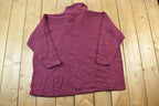 Vintage 1990s Floral Quarter Zip Collared Sweatshirt Made In USA