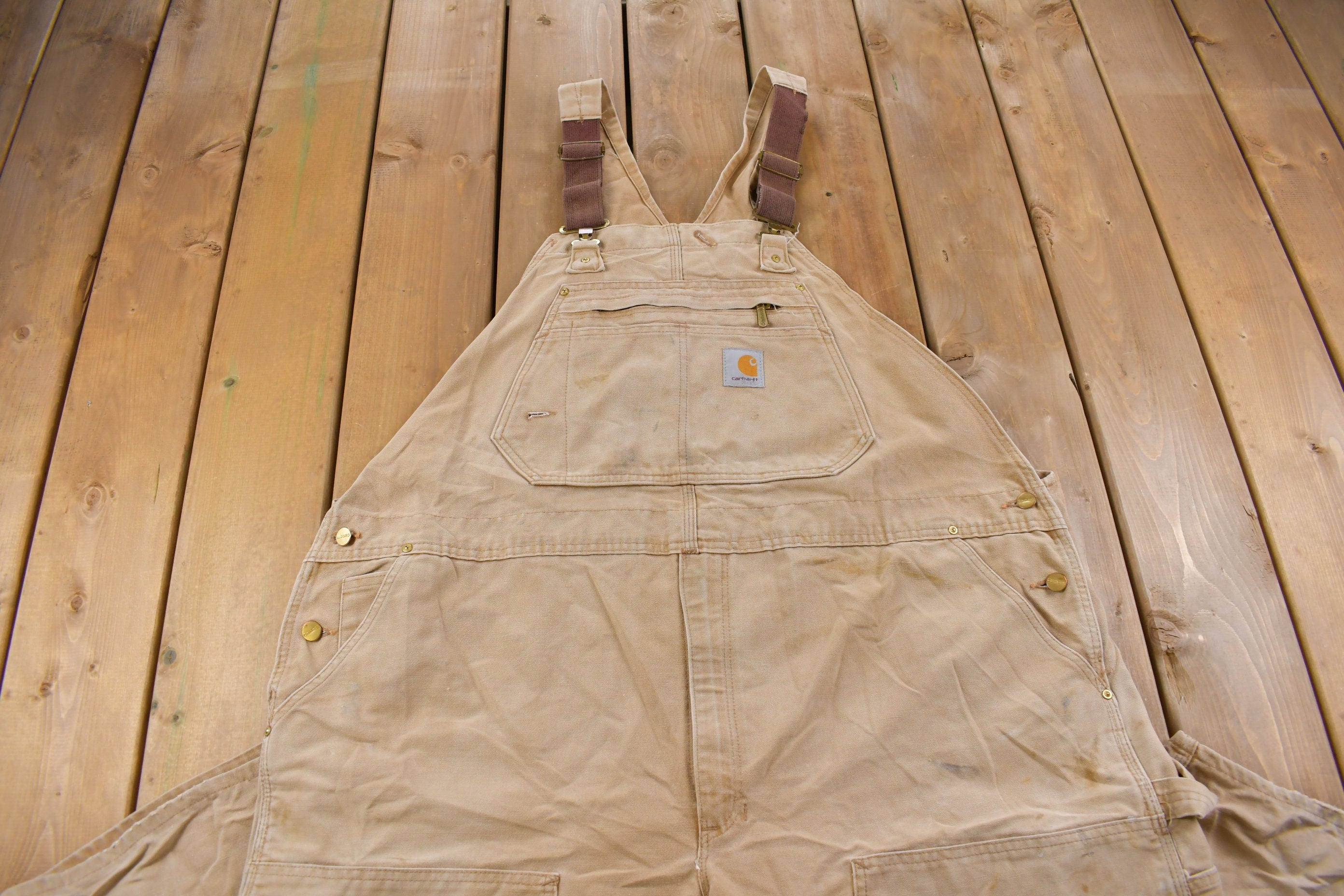 Vintage 1990s Carhartt Denim Jean Overalls Size 45 x 28